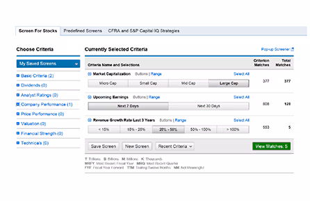 Research and Screeners tools